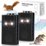 Under Hood Animal Repeller with Strobe Light & 3 Power Supply Methods, Safe Ultrasonic Pest Repellent Battery Operated Rodent Deterrent Keep Mice Rat Squirrel Away from 12V Car Engine Truck RV, 2 Pack