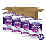 Always Discreet Adult Incontinence Pads for Women and Postpartum Pads, Heavy Long, 156 CT, up to 100% Bladder Leak Protection