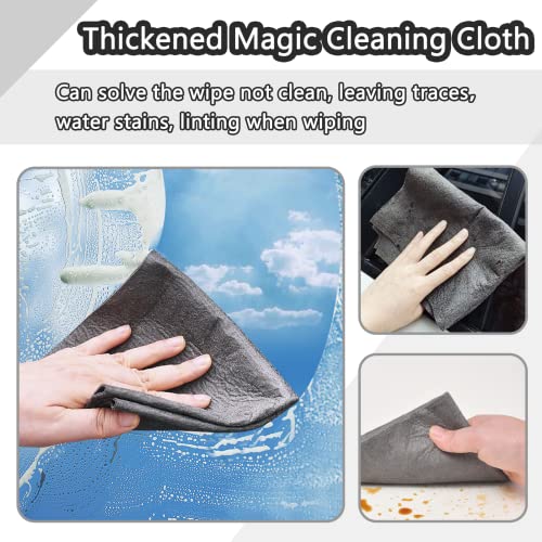 XANGNIER Thickened Magic Cleaning Cloth,8 Pcs Lint Free Cloth,Reusable Microfiber Cleaning Rag for Windows,Mirror,Glass,Car,Gray