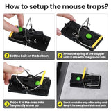 Qualirey 18 Pcs Mouse Traps Plastic Mice Trap House Indoor Rat Trap Quick Effective Safe Mouse Traps for Warehouse Garden Kitchen 3.86 x 1.81 x 2.17 Inch (Black,Yellow)