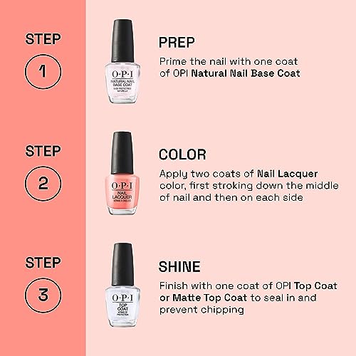 OPI Nail Lacquer, Opaque & Vibrant Crème Pink Nail Polish, Up to 7 Days of Wear, Chip Resistant & Fast Drying, Strawberry Margarita, 0.5 fl oz