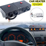 Car Heater - TOPMELON Windshield De-Icers Car Defogger 12V 500W Car Heater 2 in 1 Portable Car Heaters and Cooling Fan with Purification for Winter 4 Holes