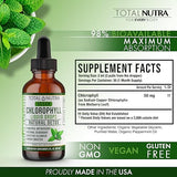 Liquid Chlorophyll Drops 50mg: Vegan Chlorophyll Liquid Drops for Natural Energy Boost, Immune Support, Body Detox for Skin Care, Internal Deodorant Mint Flavor, Non-GMO, Gluten Free Total Nutra 2pack