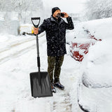 Snow Shovel, New Winter Snow Removal Tool, Detachable Three-Part Adjustable Long Handle, Large Capacity Black Lightweight Portable Sport Utility Shovel for Driveway Car, Aluminum Camping Snow Shovel