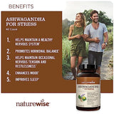 NatureWise Ashwagandha for Stress | Calming KSM-66 Herbal Supplement Extract + GABA, L-Theanine, Rhodiola Rosea, Light Brown, 60 Count