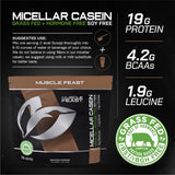 MUSCLE FEAST Pasture Raised + Grass Fed Micellar Casein + RBST/rBGH Free, Chocolate, 4lb