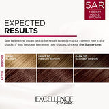 L'Oreal Paris Excellence Creme Permanent Hair Color, 5AR Medium Maple Brown, 100 percent Gray Coverage Hair Dye, Pack of 2