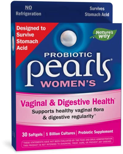 Nature's Way Probiotic Pearls for Women, Vaginal and Digestive Health Support*, Protects Against Occasional Constipation and Bloating*, 30 Softgels