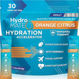 NatureWorks HydroMATE Electrolytes Powder Packets Drink Mix Low Sugar Hydration Accelerator with Vitamin C Orange 30 Count