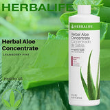 Herbalife Herbal Aloe Concentrate Pint: Cranberry Flavor 16 FL Oz (473 ml) for Digestive Health with Premium-Quality Aloe, Gluten-Free, 0 Calories, 0 Sugar, Naturally Flavored