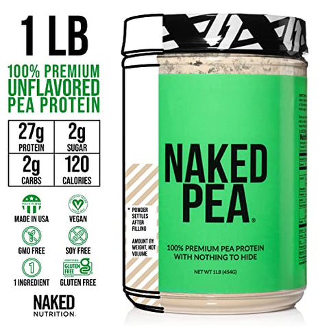 NAKED nutrition Naked Pea - Pea Protein Isolate - Plant Based, Vegetarian & Vegan Protein. Easy to Digest, Speeds Muscle Recovery - Non-GMO, No Lactose, No Soy and Gluten Free - 15 Servings
