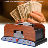 Card Shuffler, Electric Automatic Wooden Playing Card Deck Shuffler, Battery Operated Household Poker Card Shuffler Machine for The Elderly