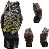 Hausse Solar Fake Horned Owl Statue, Solar Powered Halloween Motion Activated Scarecrow Deterrent Owl with Red Eyes, Scary Sound Scare Birds Away for Garden Yard Outdoor