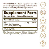 Solgar Earth Source Food Fermented Koji Iron 27mg, 60 Vegetable Capsules - Higher-Absorption, Slow-Release Iron - Gentle on The Stomach - Non-GMO, Vegan, Gluten Free, Dairy Free, Kosher - 60 Servings