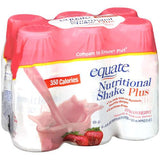 Equate Strawberry Nutritional Shake Plus, 350 Calories, 6 Shakes, 1.5-quart Box (Pack of 2)