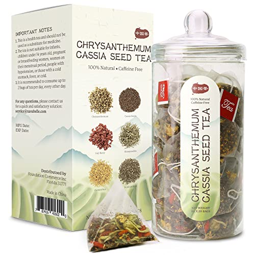 Chrysanthemum Tea, Organic Burdock Root Tea, Chinese Tea Bags, Herbal Tea Bags with Chrysanthemum, Burdock Root, Osmanthus, Honeysuckle, Natural Liver Detox Tea, Chrysanthemum Cassia Seeds Tea Bags