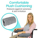 Vive Wheelchair Armrest Covers (Pair) - Memory Foam Sheepskin Pad for Office & Transport Chair - Soft Support Cushion Accessories for Padded Arm Rest, Kids, Adults - Comfort Padding Pressure Relief