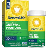 Renew Life Probiotic Adult 50 Plus Probiotic Capsules, Daily Supplement Supports Urinary, Digestive and Immune Health, L. Rhamnosus GG, Dairy, Soy and gluten-free, 30 Billion CFU, 90 Count