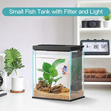 Betta Fish Tank, 2 Gallon Glass Aquarium Starter Kit, Small Fish Tank with Filter and Light.(Black)