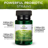 Swanson L. Reuteri Probiotic Plus w/L. Rhamnosus L. Acidophilus & FOS Prebiotic Digestive Support - Promotes Gut Health w/ 7 Billion CFU per Capsule - (30 Veggie Capsules) 3 Pack