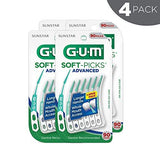 GUM Soft-Picks Advanced, Easy to Use Dental Picks for Teeth Cleaning and Gum Health, Disposable Interdental Brushes with Convenient Carry Case, Dentist Recommended Dental Floss Picks, 90ct (4pk)