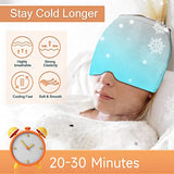 Headache Relief Hat Migraine Ice Head Wrap, Ice Packs for Injuries Reusable Migraine Relief Cap, Wearable Compressed Therapy Headache Relief Hat for Migraines Tension Sinus Fever Stress Relief(Gray)