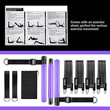 Pilates Bar Kit with Resistance Bands(4 x Bands),3-Section Pilates Bar with Stackable Bands Workout Equipment for Legs,Hip,Waist and Arm (Adjustable(Purple 40/50lbs))