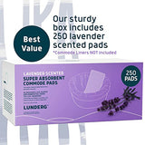 Lunderg Lavender Scented Super Absorbent Commode Pads - Medical Grade Value Pack 250 Count - for Bedside Commode Liners Disposable, Adult Commode Chair, Portable Toilet Bags - Light Scent