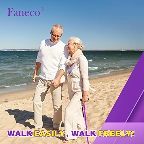 FANECO Walking Cane, Folding Walking Stick for Seniors, Pivoting Quad Base, Lightweight Adjustable Walking Stick for Men/Women