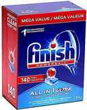 Finish - All in 1 Ultra - Automatic Dishwasher Detergent - Powerball - Dishwashing Tablets Powerful Clean - Dish Tabs - Fresh Scent - 2.4 KG - 140 Count