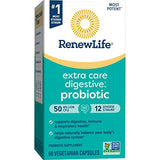 Renew Life Extra Care Digestive Probiotic Capsules, 50 Billion CFU Guaranteed, Daily Supplement Supports Immune, Digestive and Respiratory Health, L. Rhamnosus GG, Dairy, Soy and gluten-free, 60 Count