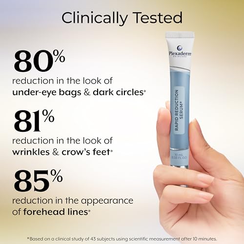 Plexaderm Rapid Reduction Eye Serum - Advanced Formula Anti Aging Visibly Reduces Under-Eye Bags, Wrinkles, Dark Circles, Fine Lines & Crow's Feet Instantly Instant Wrinkle Remover for Face