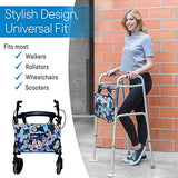 RMS Walker Bag with Soft Cooler - Water Resistant Tote with Temperature Controlled Thermal Compartment, Universal Fit for Walkers, Scooters or Rollator Walkers (Vivid Butterfly)