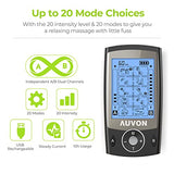 AUVON Dual Channel TENS Unit Muscle Stimulator with 20 Modes, Rechargeable TENS Machine for Back/Neck/Lower Back/Leg/Muscle Pain Relief, with 4pcs 2" and 4pcs 2"x4" Electrode Pads (Black)