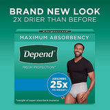 Depend Fresh Protection Adult Incontinence Underwear for Men (Formerly Depend Fit-Flex), Disposable, Maximum, Small/Medium, Grey, 80 Count (2 Packs of 40), Packaging May Vary