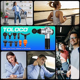 TOLOCO Massage Gun, Muscle Massage Gun Deep Tissue for Athletes with 10 Massage Heads, Electric Percussion Massager for Any Pain Relief, Silver