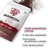 Tiger 2 Mushroom Coffee- Organic Lions Mane and Chaga Mushroom with Arabica coffee, 30 servings, Memory, Focus, Immune System Booster, Vegan, Non-GMO and Great Taste