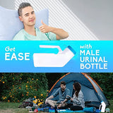 Portable Urinals for Men & Elderly Bottle with Glow Lid in The Dark, Screw Cap 1000ml-Male Urinal Pee Bottle with Spill Proof Plastic Jar for Travel & Urine Collection Pack of 3