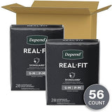 Depend Real Fit Incontinence Underwear for Men, Disposable, Maximum Absorbency, Small/Medium, Grey, 56 Count (2 Packs of 28), Packaging May Vary