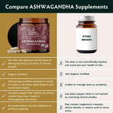 TRIBE ORGANICS Ashwagandha KSM 66 Pure Organic Root Powder Extract Ayurvedic Supplement - Focus, Mood Support, Increase Energy, Strength, 600mg of Natural KSM66 for Superior Absorption - 120 Capsules