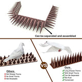 12 Pack Bird Spikes - 17 x 1.57 x 1.38 Inch Plastic Bird Deterrent Spikes - Bird Deterrent Spikes Keep Pigeon, Squirrel, Raccoon, Cats, Crow Away - Anti-Bird Spikes Fence for Railing and Roof (Brown)