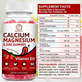 BBEEAAUU Calcium, Magnesium, Zinc & Vitamin D Gummies - 2 Pack | Vitamins for Women, Men & Kids | Calcium Supplements for Strong Healthy Bones, Zinc Gummies, Gluten-Free, Vegan - 120 Count