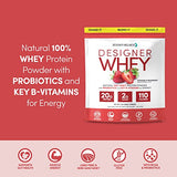 Designer Wellness, Designer Whey, Natural Whey Protein Powder with Probiotics, Fiber, and Key B-Vitamins for Energy, Gluten-Free, Summer Strawberry, 2 lb