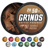 Grinds Coffee Pouches | 6 Cans of Double Mocha | 18 Pouches Per Can | 1 Pouch eq. 1/4 Cup of Coffee (Double Mocha)