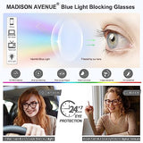 Madison Avenue Blue Light Blocking Glasses Oversized Fashion Blue Light Glasses for Women Anti Eyestrain & UV Protection Computer Eyeglasses (Black)