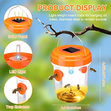 Wasp Trap Solar Powered Bee Trap Reusable Fly Traps Outdoor Hanging Wasp Killer with UV LED Light Flying Insects Bee Killer for Indoor Outdoor Patio Garden Home (Orange, 6 Packs)