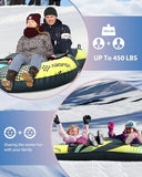 Snow Tube with Towable Leash, Airsfish 2 Seats Inflatable Snow Sled for Kids and Adults Heavy Duty Cover Wear-Resistant&Antifreeze Material Sledding Tubes for Winter Skating Sports