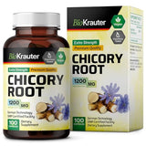 BIO KRAUTER Chicory Fiber Supplement - Organic Chicory Root Powder 1200 mg - Inulin Capsules for Digestion Health Support - 100 Vegan Pills
