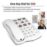 TelPal Big Button Corded Telephone with Speaker for Seniors Elderly, Amplified One Button Touch Picture Landline Phone for Old People, SOS Desk Telephones with Easy to Read Digit Numbers