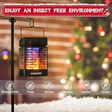 Solar Bug Zapper Outdoor Garden Flame Mosquito Zapper 3 in 1 Waterproof Flying Insect Killer lamp Hang or Stake in The Ground & Auto On/Off Pathway Decoration Lights for Garden Patio Yard, Black